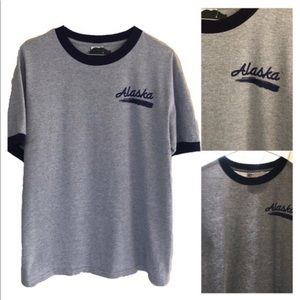 Vtg Alaska thin soft finger tee shirt blue grey M